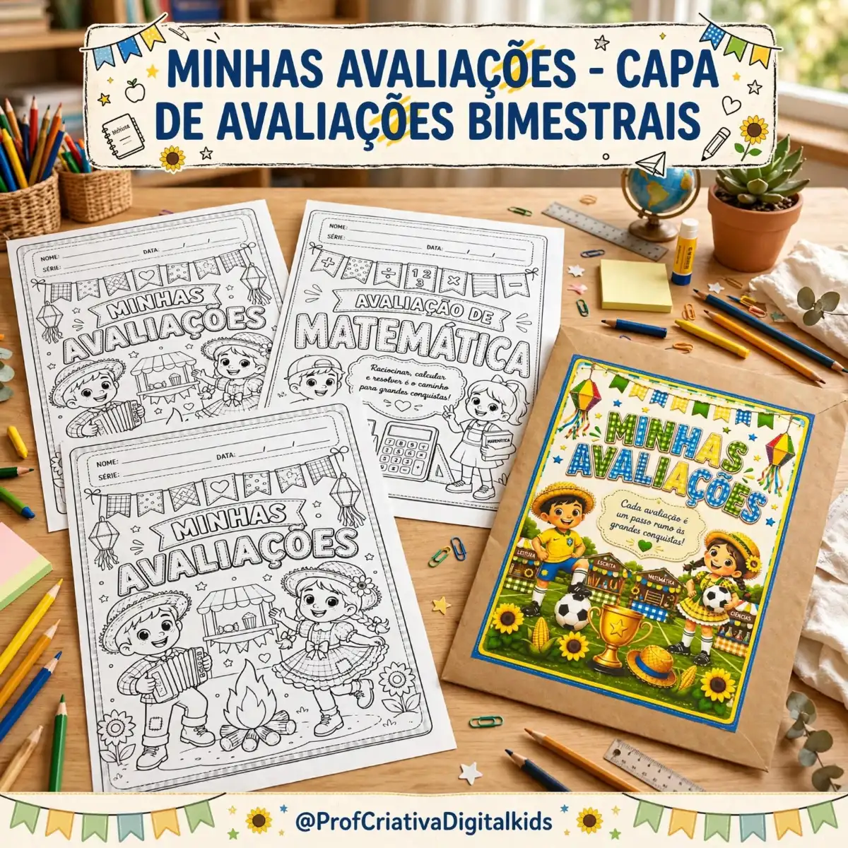 Capas de Avaliações Bimestrais - Tems Festa Junina — Datas comemorativas para Todas as séries: Chegou a forma mais criativa…
