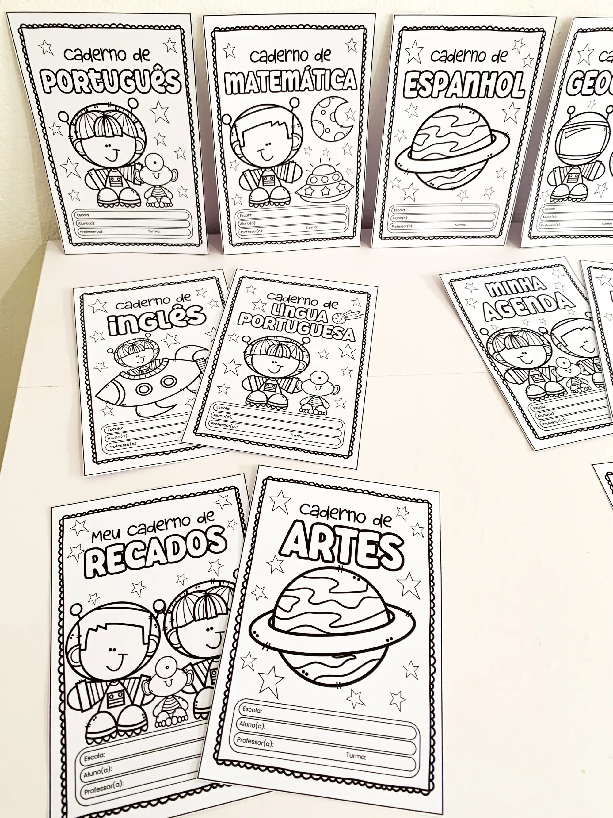 Capas de Caderno Astronauta Educação Infantil — amostra 1: Kit completo para personalizar e organizar os cadernos escolares…