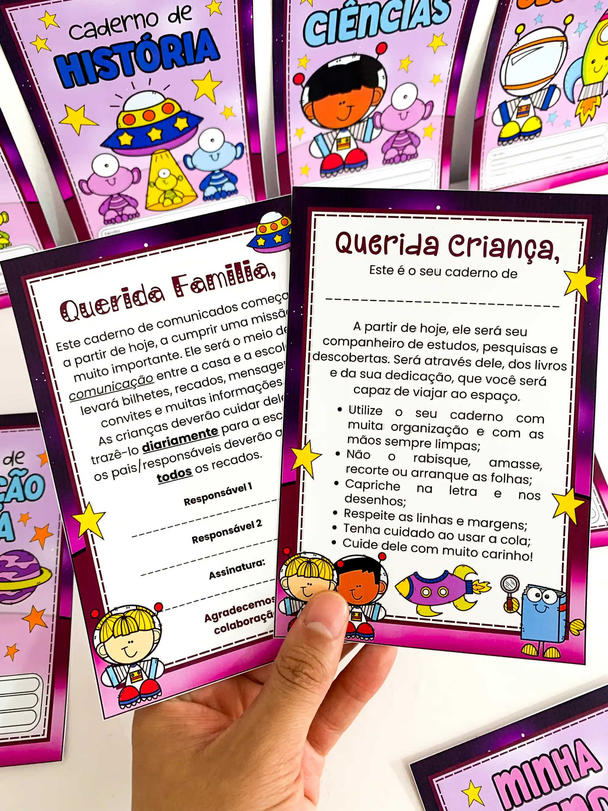 Capas de Caderno Astronauta Educação Infantil — amostra 2: Kit completo para personalizar e organizar os cadernos escolares…