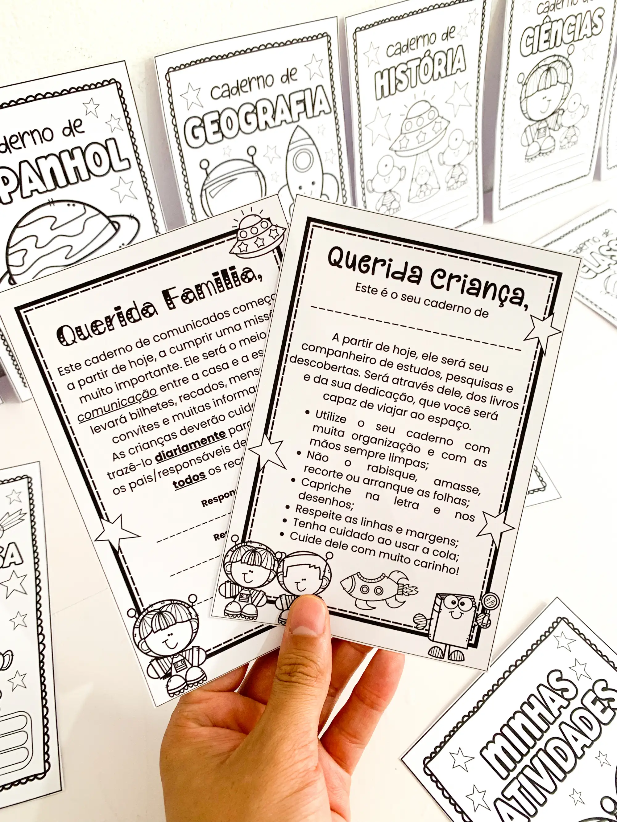 Capas de Caderno Astronauta Educação Infantil — amostra 3: Kit completo para personalizar e organizar os cadernos escolares…