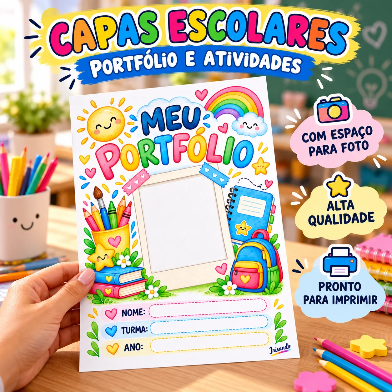 Capas Escolares em Aquarela – 12 Modelos — capa do material