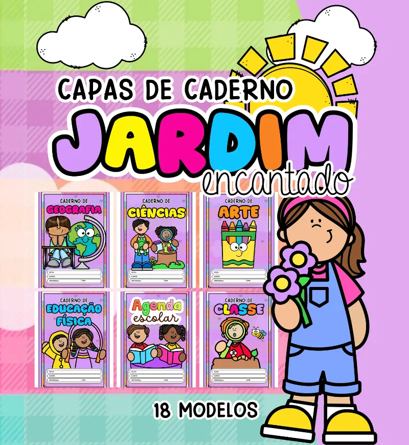 Capas para Caderno Jardim Encantado: Kit para Imprimir — capa do material