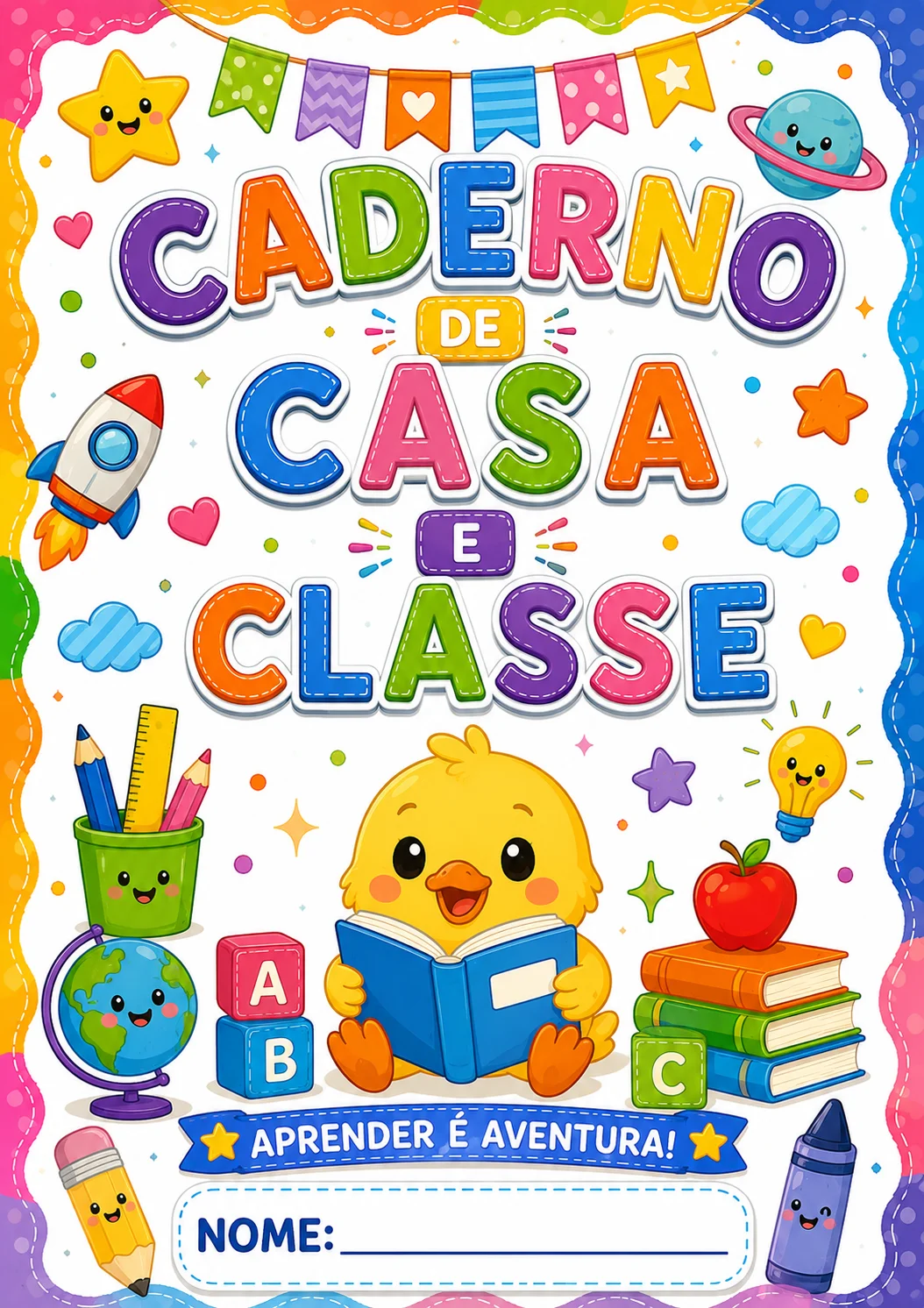 Capas para cadernos Educação Infantil e Fundamental. — amostra 1: 🌈📚 CAPAS PARA CADERNOS – CASA E CLASSE | EDUCAÇÃO…