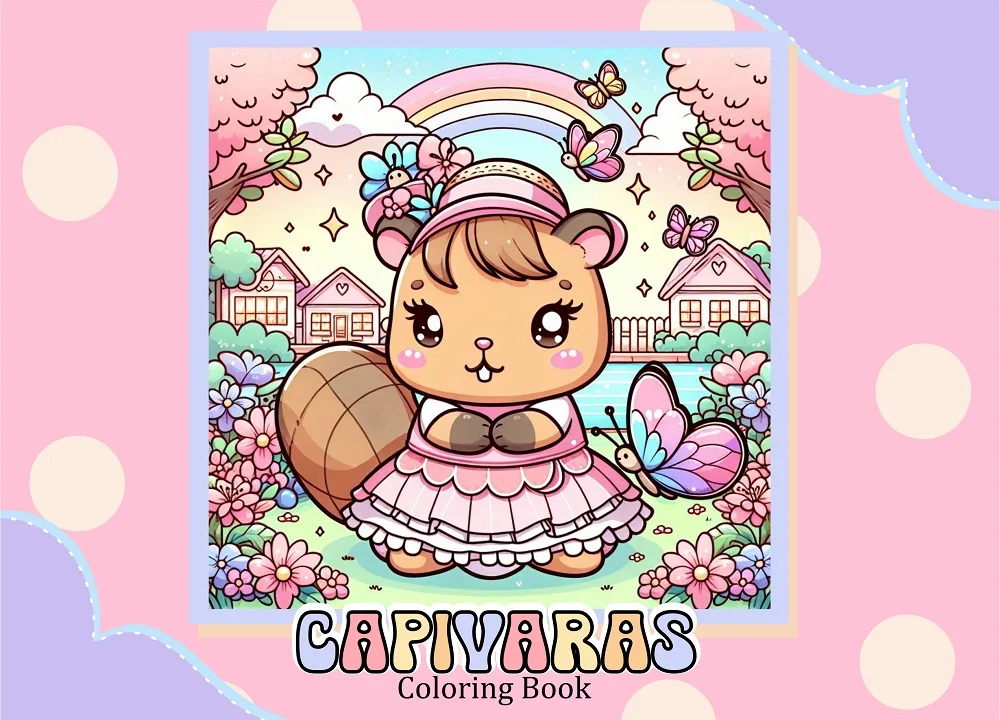 🌸 CAPIVARAS PARA COLORIR – FOFURA EM CADA PÁGINA! 🎨💕 — amostra 1: Prepare os lápis de cor porque essas capivarinhas…