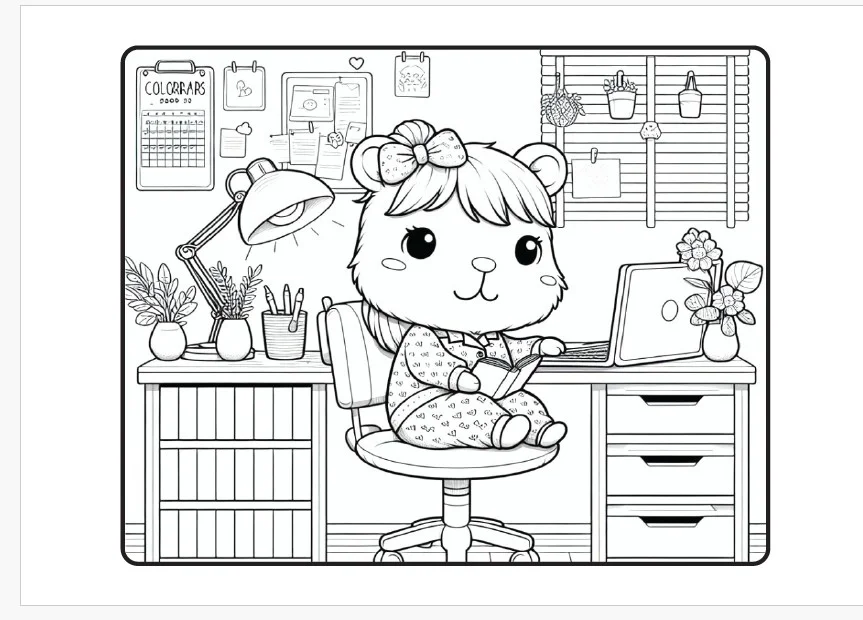 🌸 CAPIVARAS PARA COLORIR – FOFURA EM CADA PÁGINA! 🎨💕 — amostra 3: Prepare os lápis de cor porque essas capivarinhas…