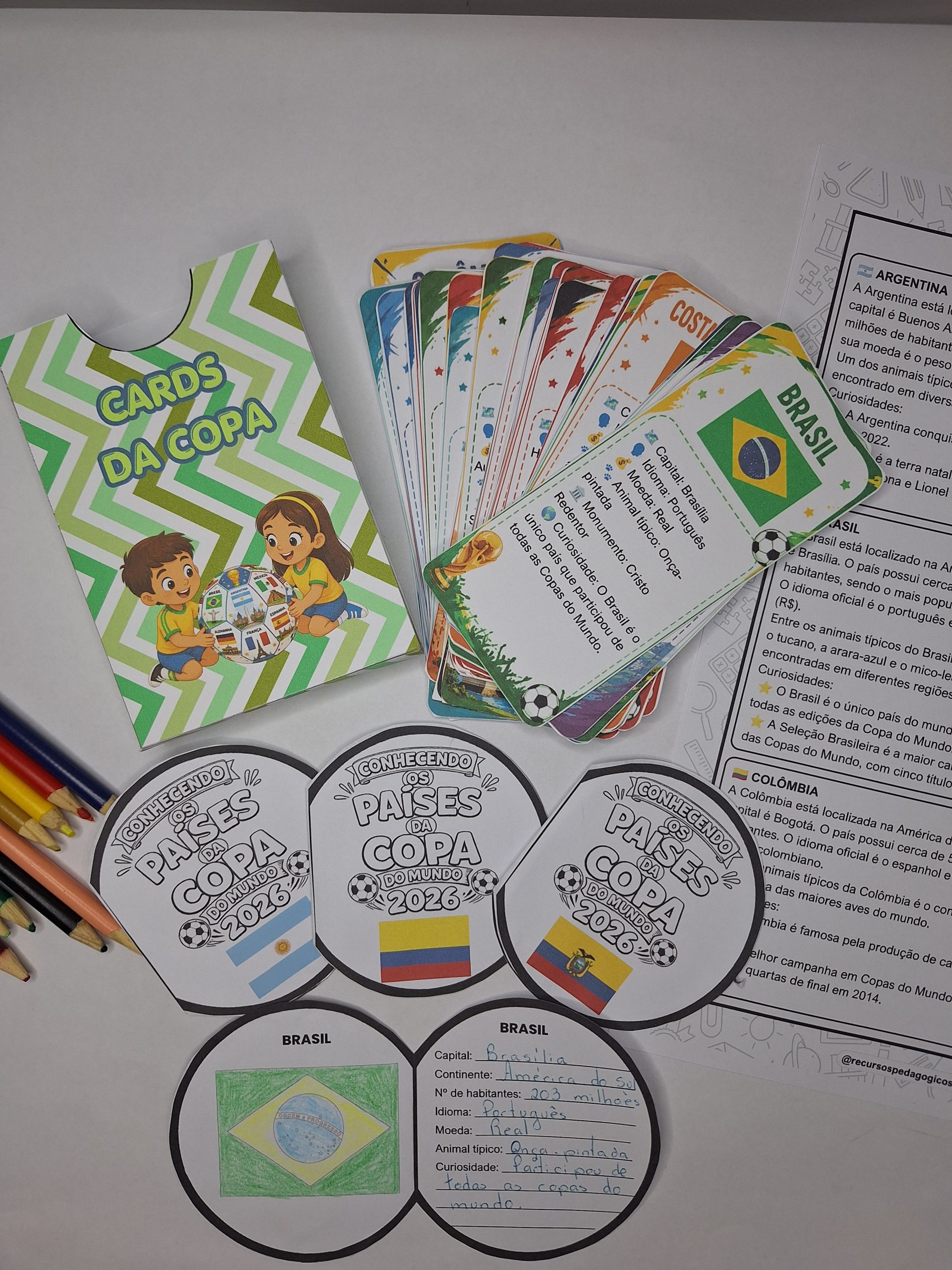 Cards da Copa do mundo e Países Bola da Vez – PDF para Imprimir | Anos Iniciais — amostra 4: Cards da Copa do mundo e…