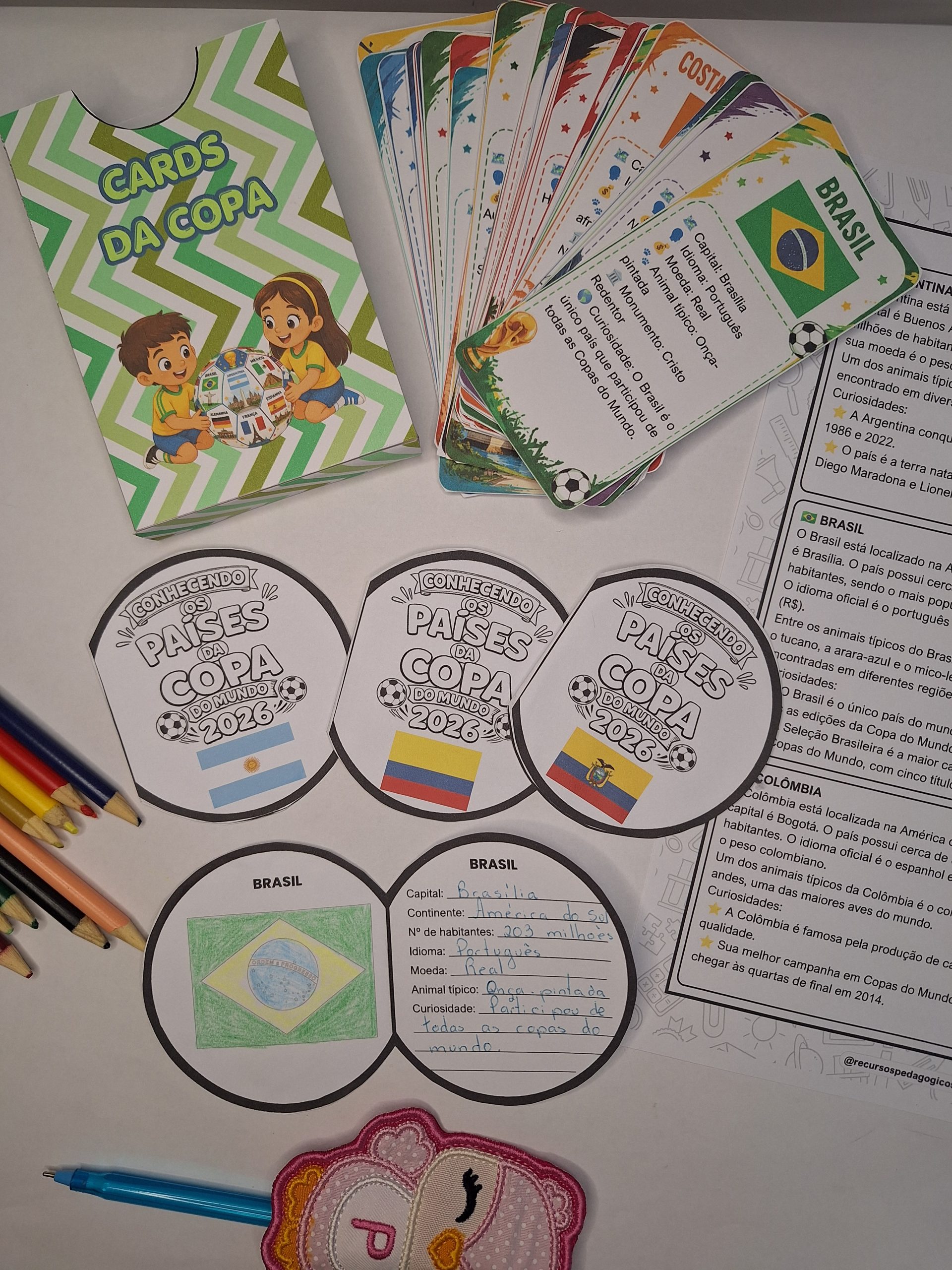 Cards da Copa do mundo e Países Bola da Vez – PDF para Imprimir | Anos Iniciais — amostra 5: Cards da Copa do mundo e…
