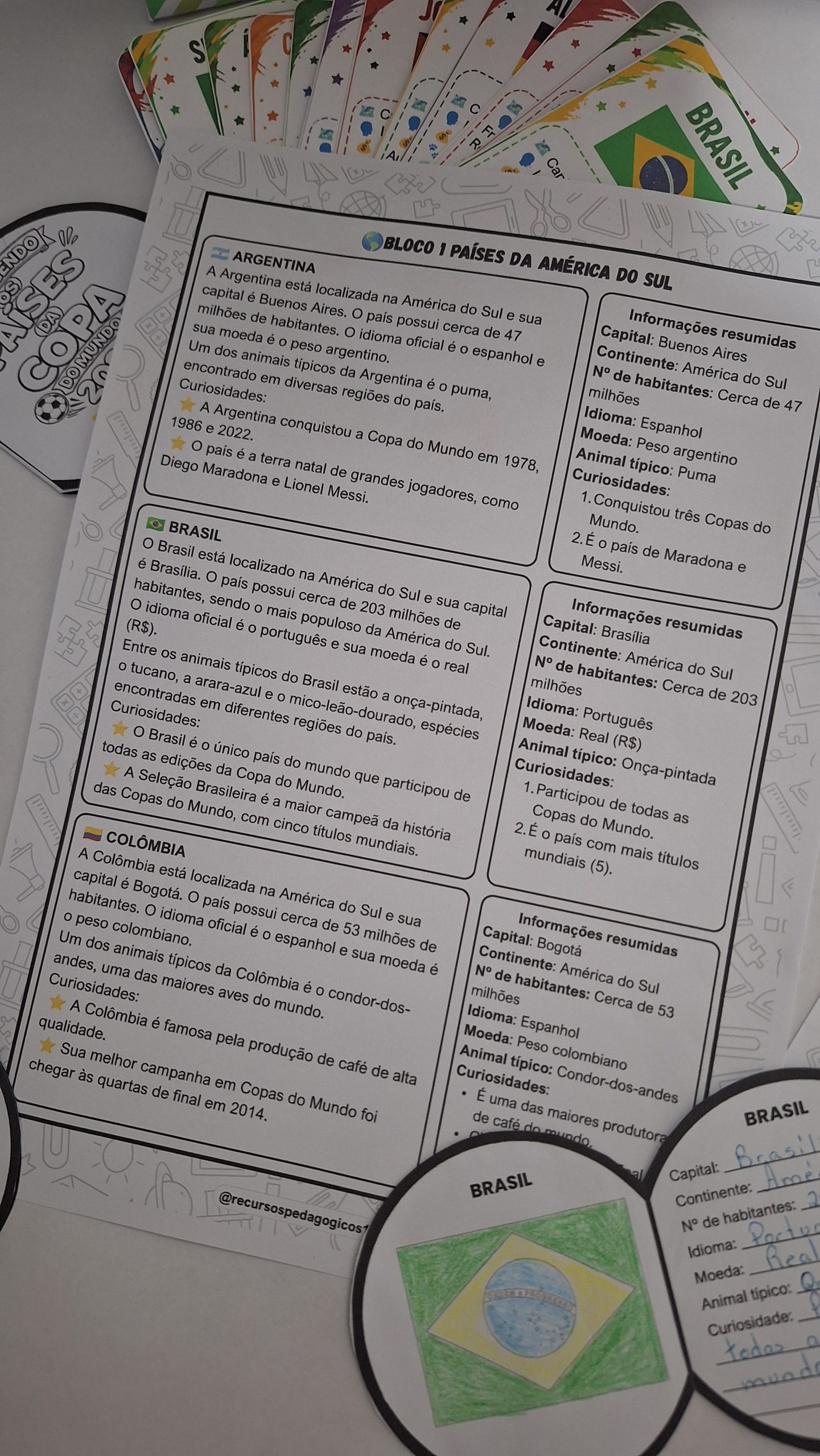 Cards da Copa do mundo e Países Bola da Vez – PDF para Imprimir | Anos Iniciais — amostra 6: Cards da Copa do mundo e…