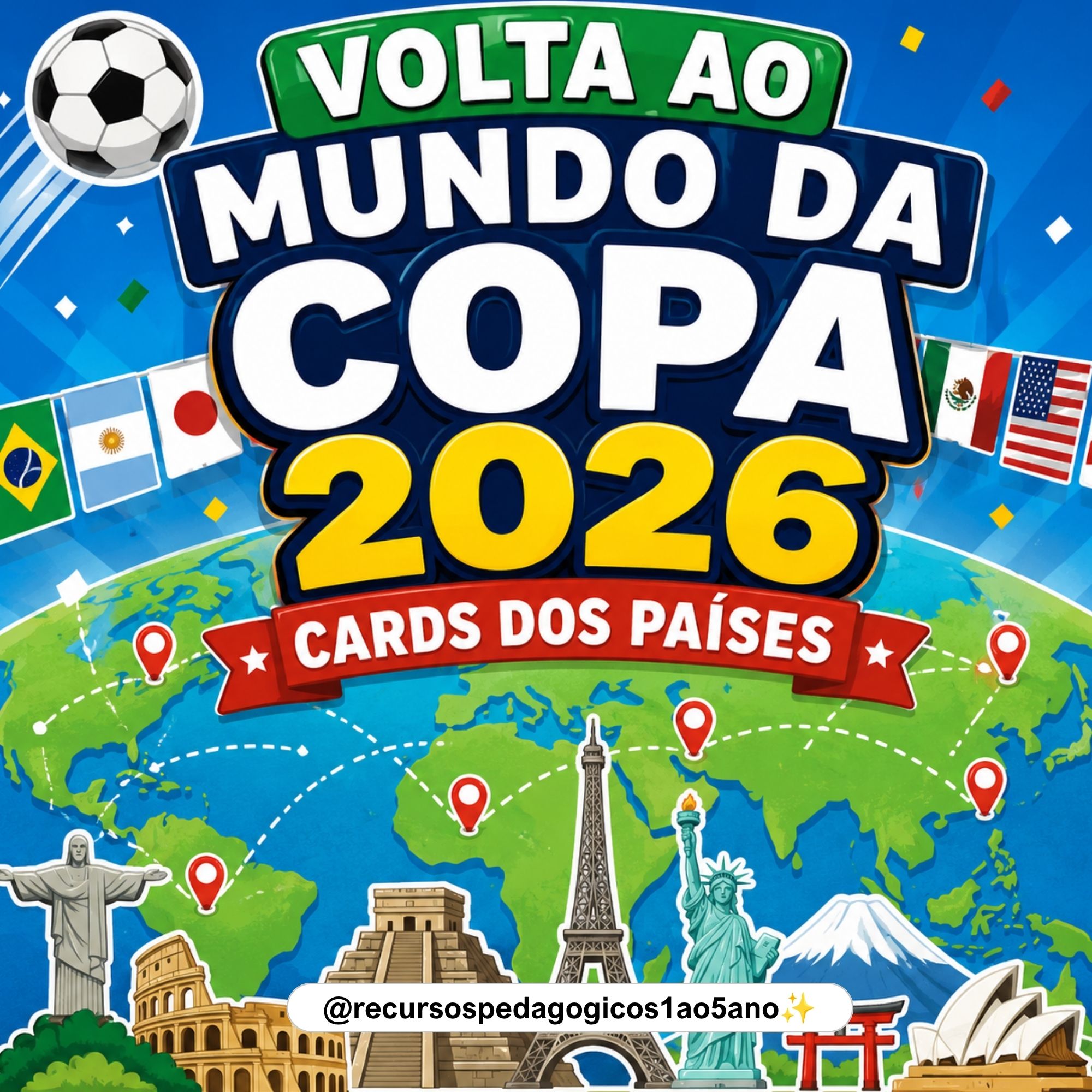 Cards da Copa do mundo e Países Bola da Vez – PDF para Imprimir | Anos Iniciais — capa do material