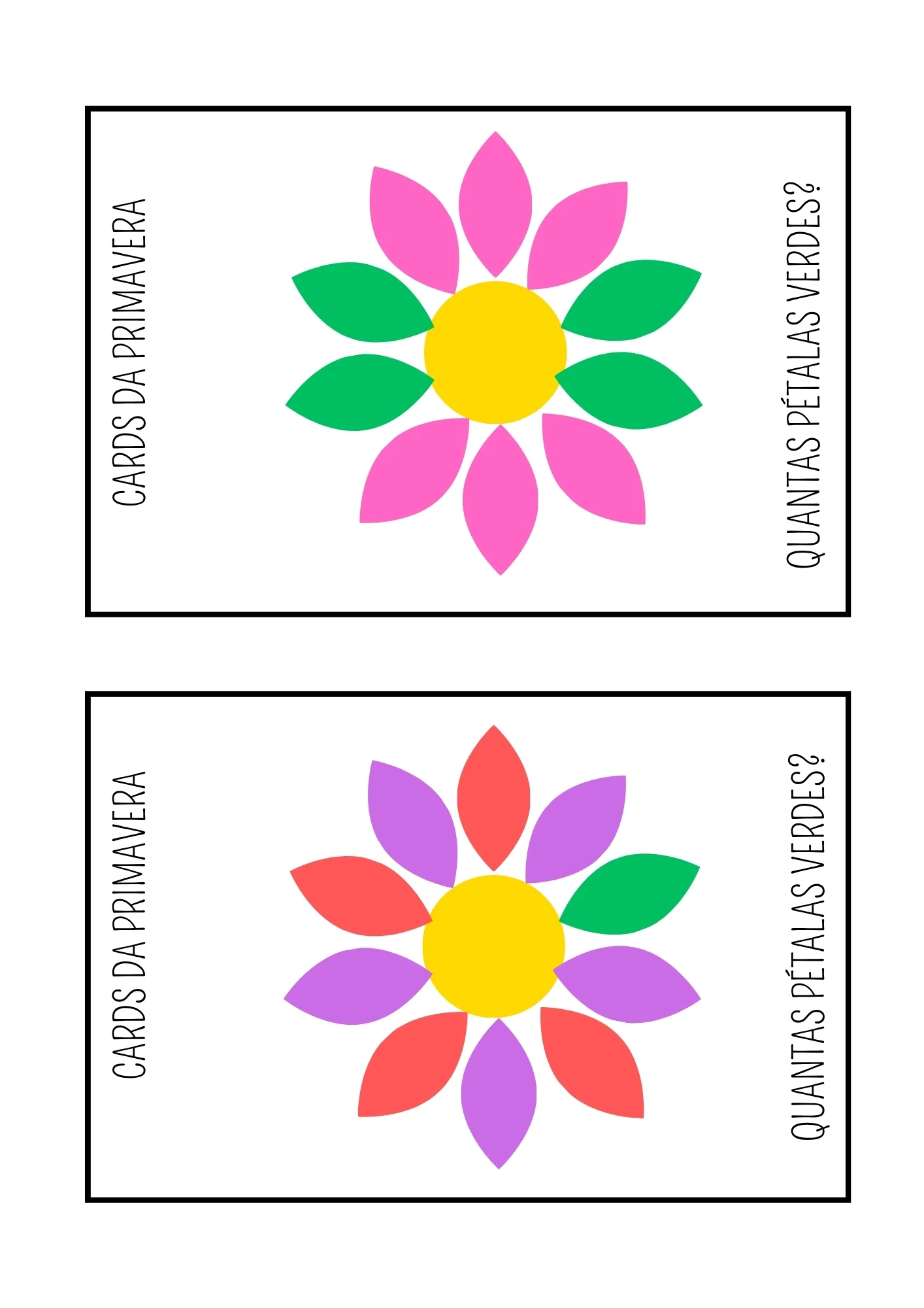 Cards da Primavera: Atividades Lúdicas e Educativas para Crianças — amostra 3: Cards educativos com a temática da primavera…