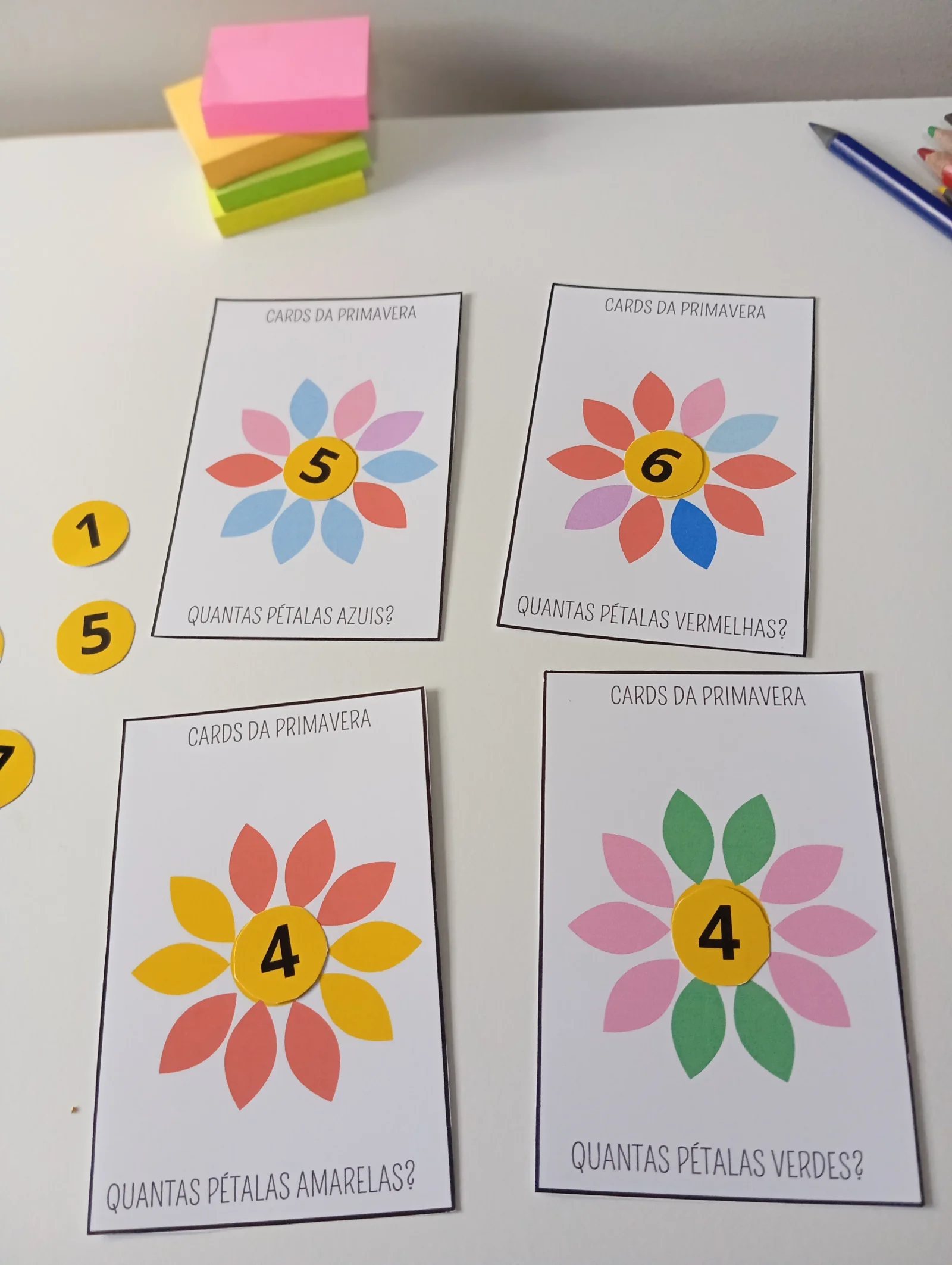 Cards da Primavera – Quantas Pétalas? Atividade de Contagem — amostra 3: Cards da Primavera para trabalhar contagem,…