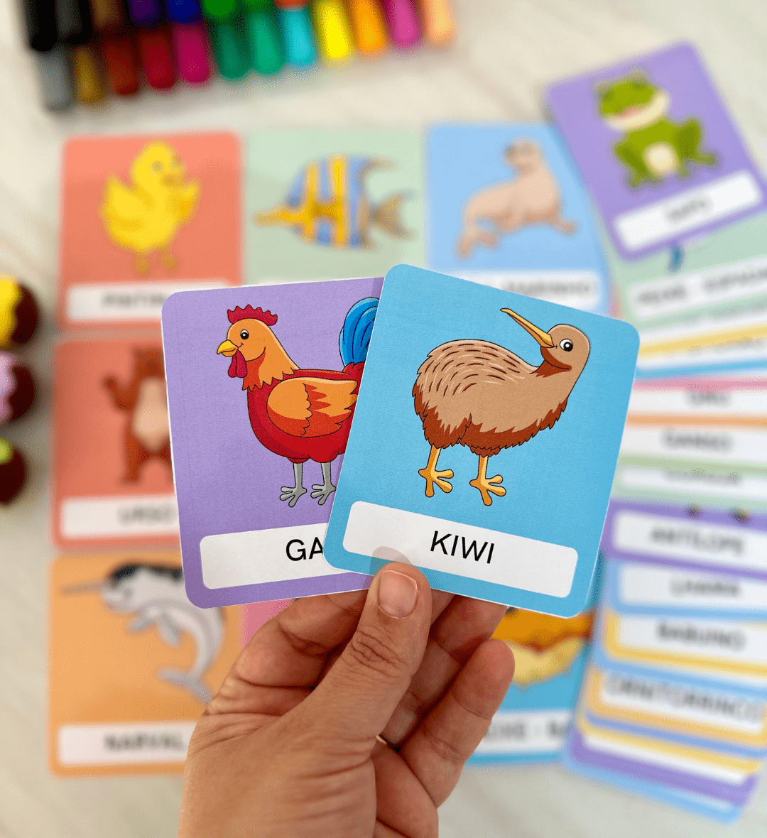 Cards de animais: 84 cartões em PDF para imprimir — amostra 2: O que vem no material