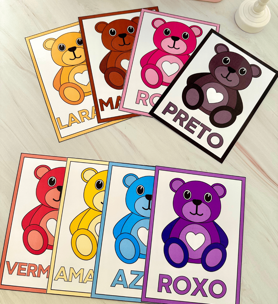 Cards de cores com ursinhos: PDF para Educação Especial — amostra 2: O que acompanha o material