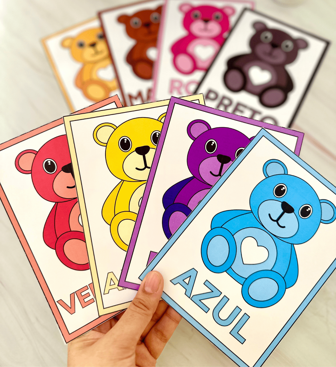 Cards de cores com ursinhos: PDF para Educação Especial — amostra 5: Trabalhe a percepção visual e o reconhecimento de…