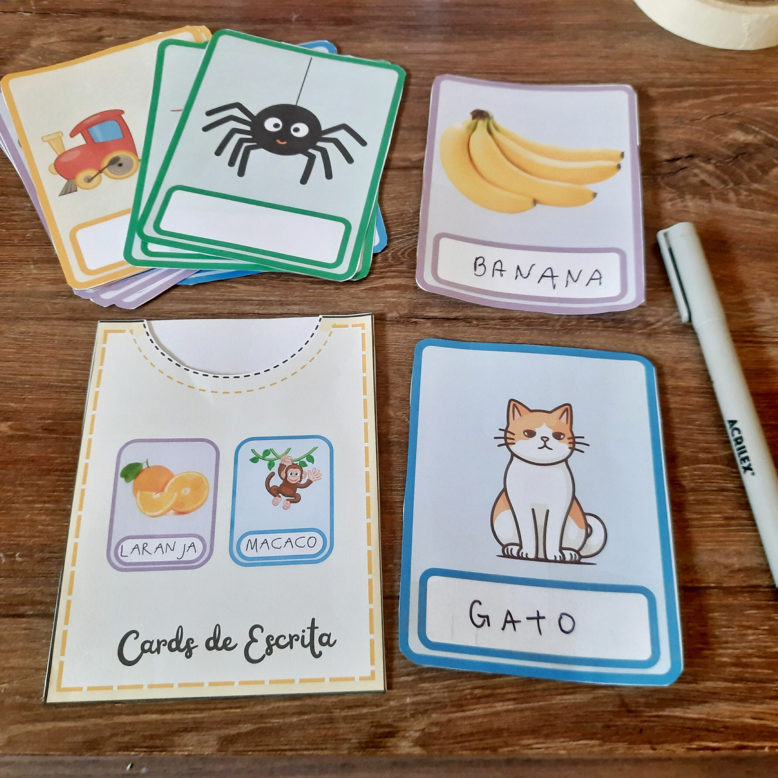 Cards de escrita com imagens para alfabetização — amostra 1: Cards de escrita para explorar palavras a partir de imagens