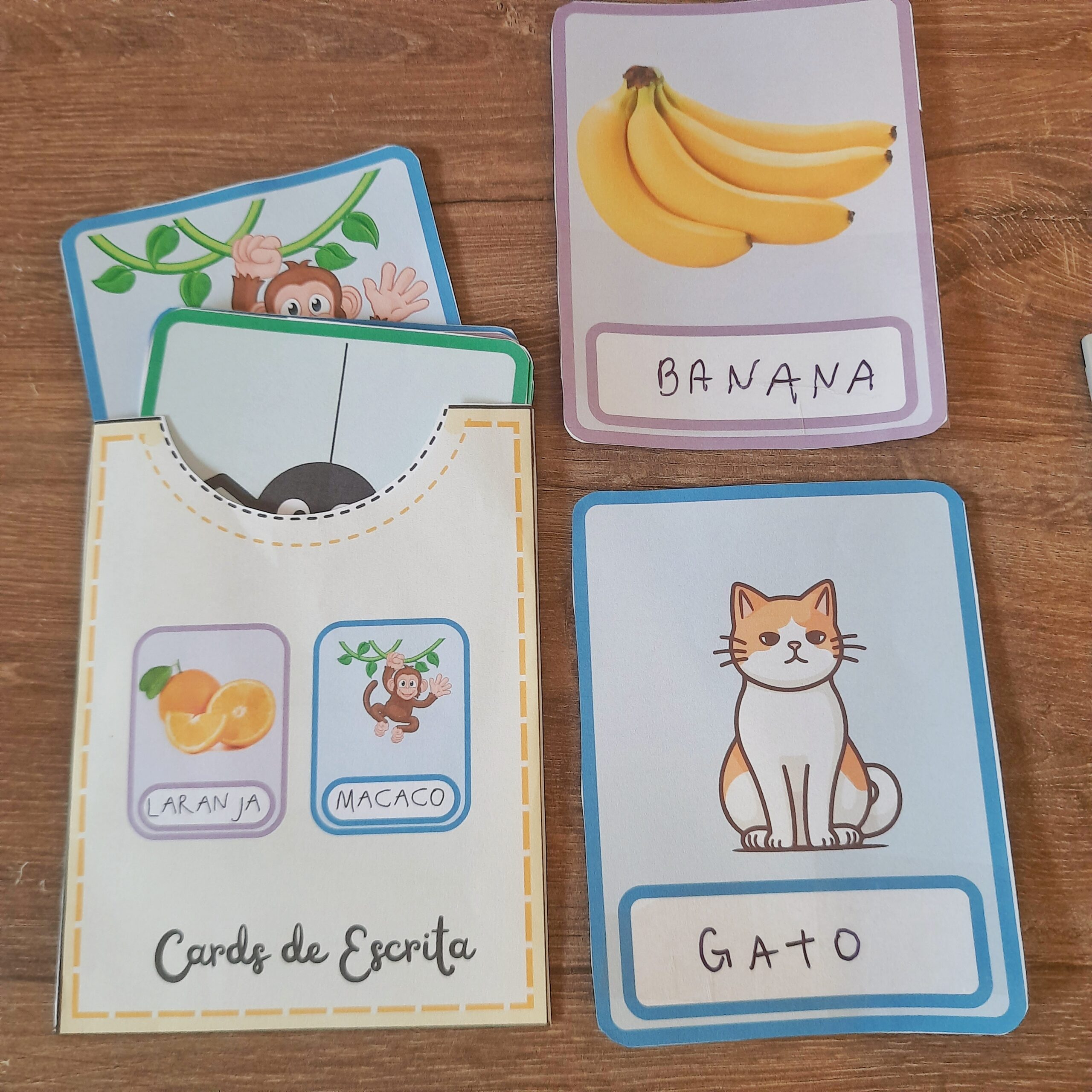 Cards de escrita com imagens para alfabetização — amostra 2: O que vem no material