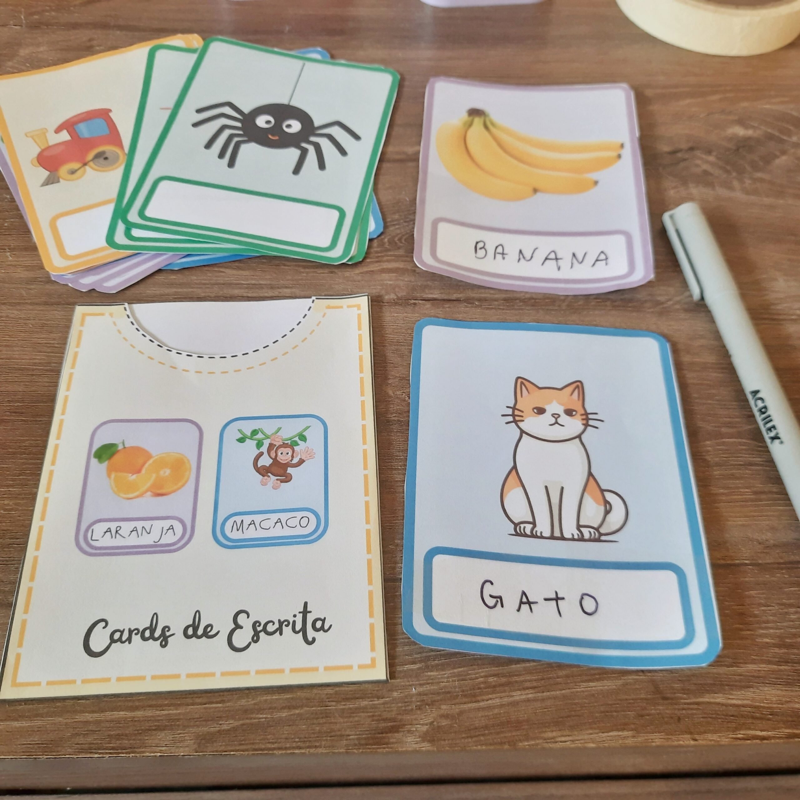 Cards de escrita com imagens para alfabetização — amostra 3: Como usar os cards em sala de aula