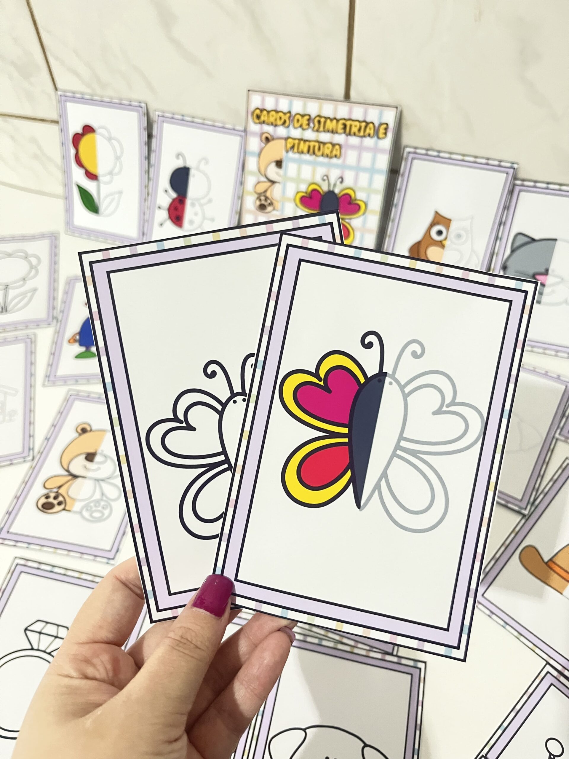 Cards de simetria e pintura atividade educativa infantil – Material Pedagógico — capa do material