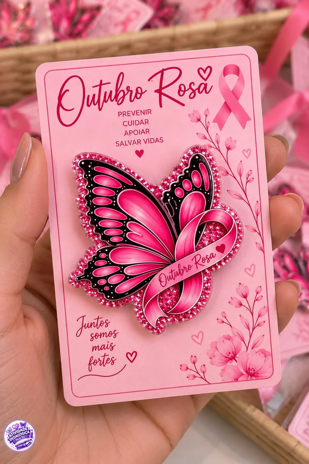 CARDS OUTUBRO ROSA — JUNTOS SOMOS MAIS FORTES 💗 — Datas comemorativas para Todas as séries: Uma lembrancinha delicada e…