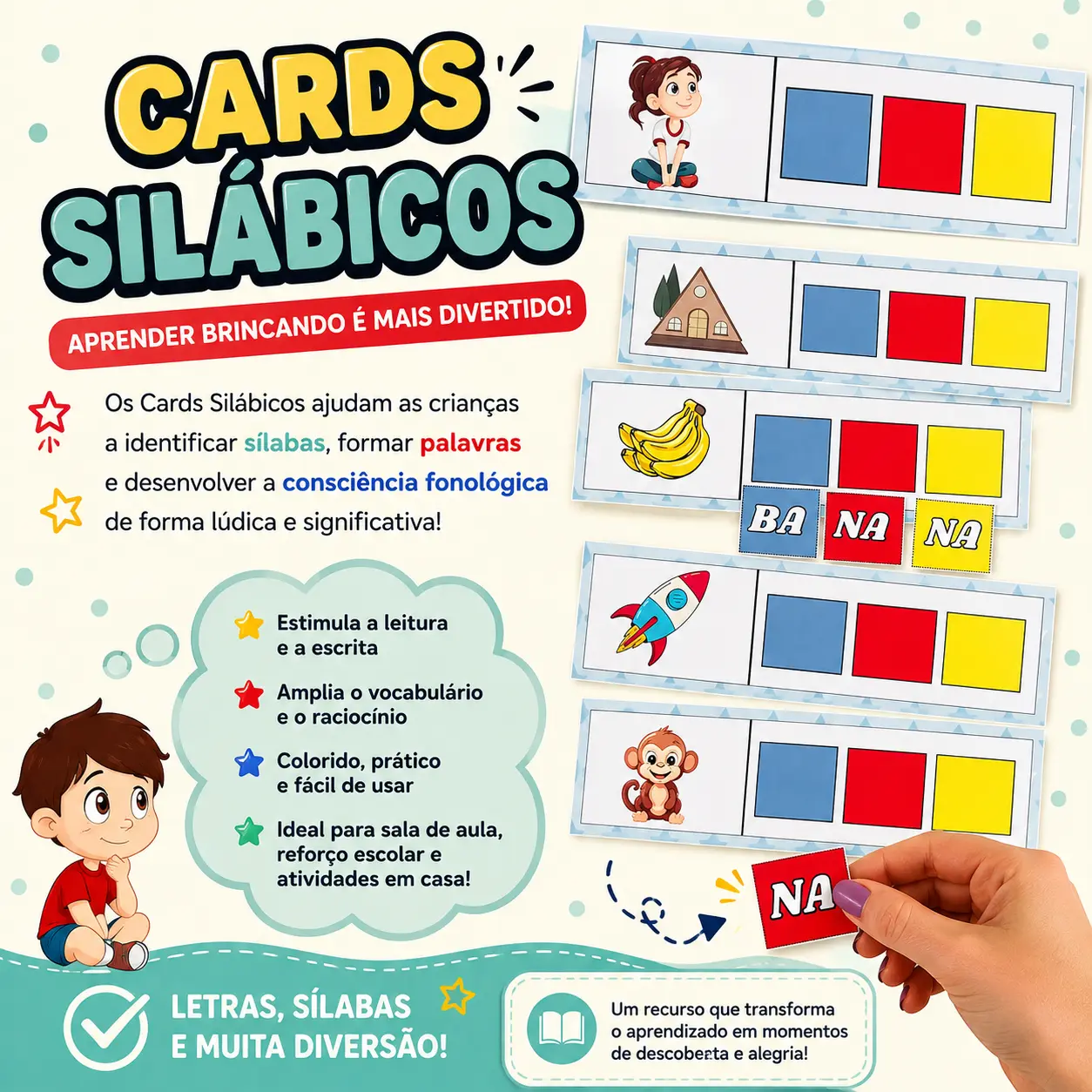 CARDS SILÁBICOS - ATIVIDADE DE ALFABETIZAÇÃO ANOS INICIAIS — capa do material