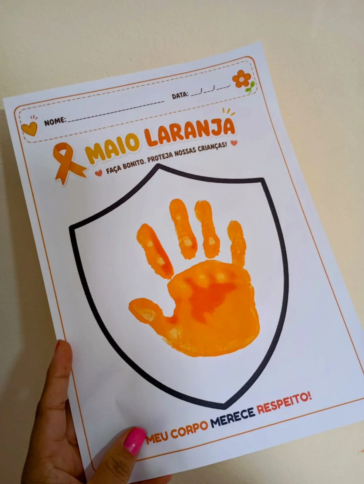 Carimbo Mãozinha Maio Laranja | Atividades Educativas para Imprimir — amostra 2: Transforme o aprendizado em um momento de…
