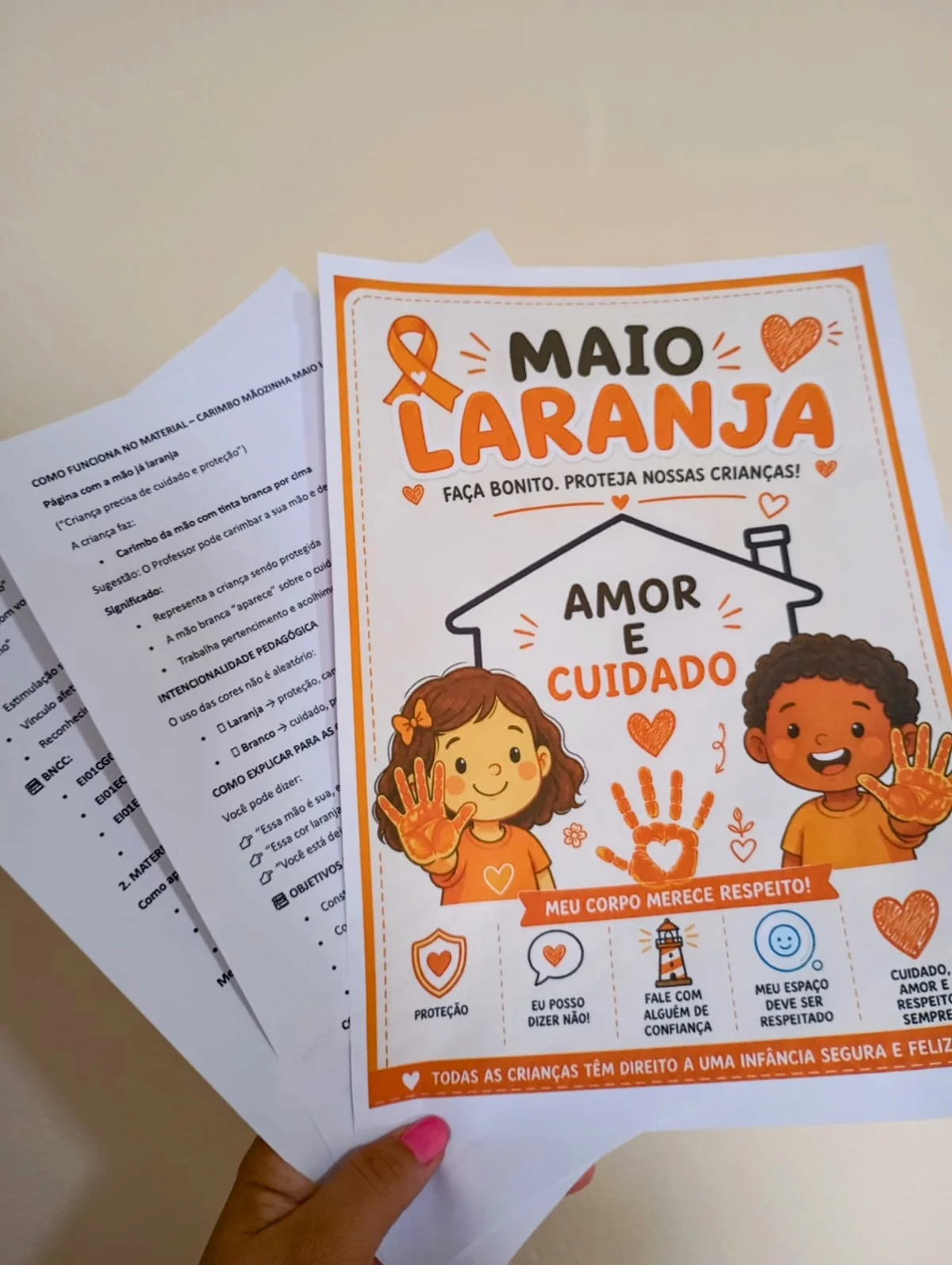 Carimbo Mãozinha Maio Laranja | Atividades Educativas para Imprimir — capa do material