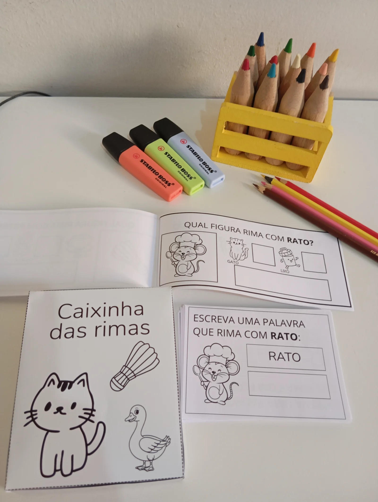 Carnê das Rimas – Atividade Lúdica de Alfabetização — amostra 5: 📦 O que acompanha o material?