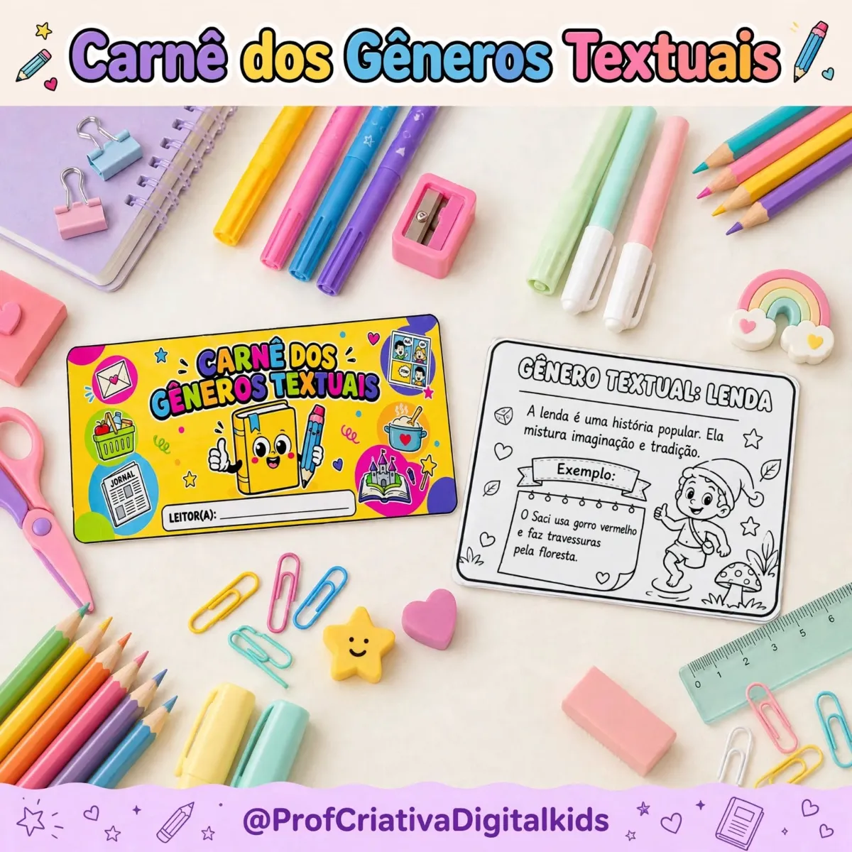 Carnê dos Gêneros Textuais - Recurso Pedagógico 2° ano — Português para 1º ano: Um material prático, lindo e interativo…