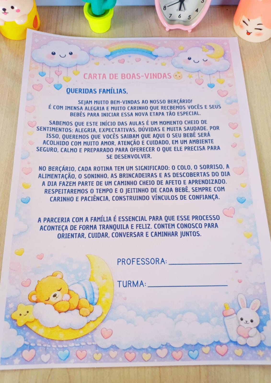 Carta de boas-vindas às famílias para berçário – PDF para Imprimir — Apostilas para Educação Infantil: Quer começar o ano…