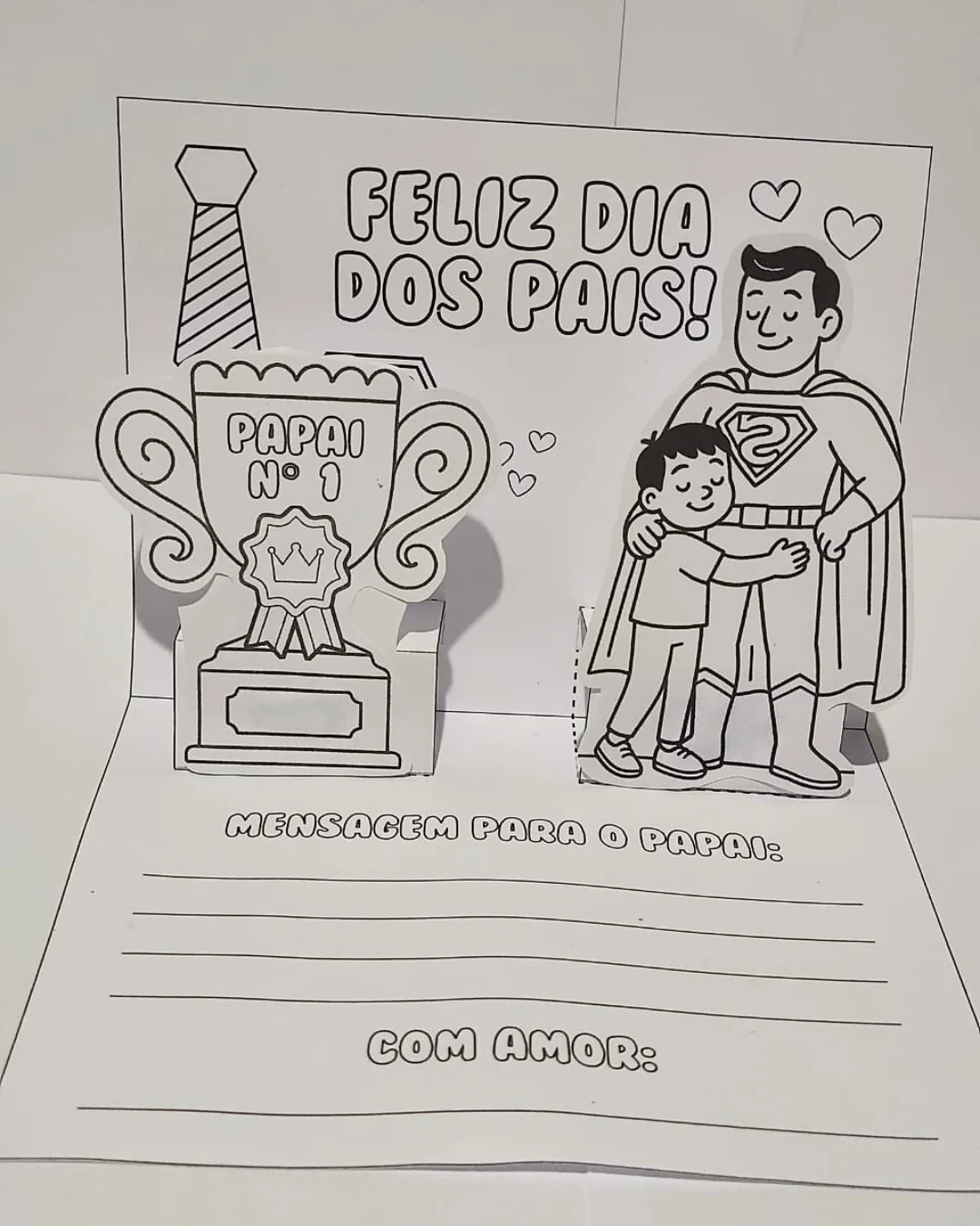 Cartão 3d dia dos pais – PDF para Imprimir — amostra 2: Um presente criativo e cheio de carinho para o Dia dos Pais