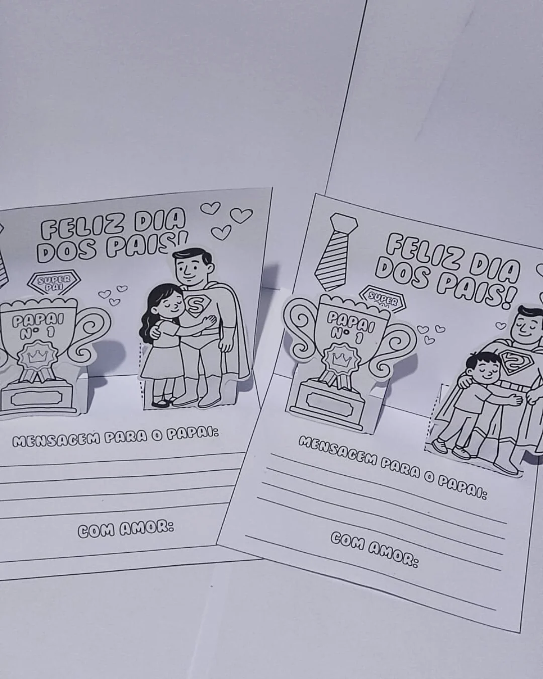 Cartão 3d dia dos pais – PDF para Imprimir — amostra 3: Um presente criativo e cheio de carinho para o Dia dos Pais