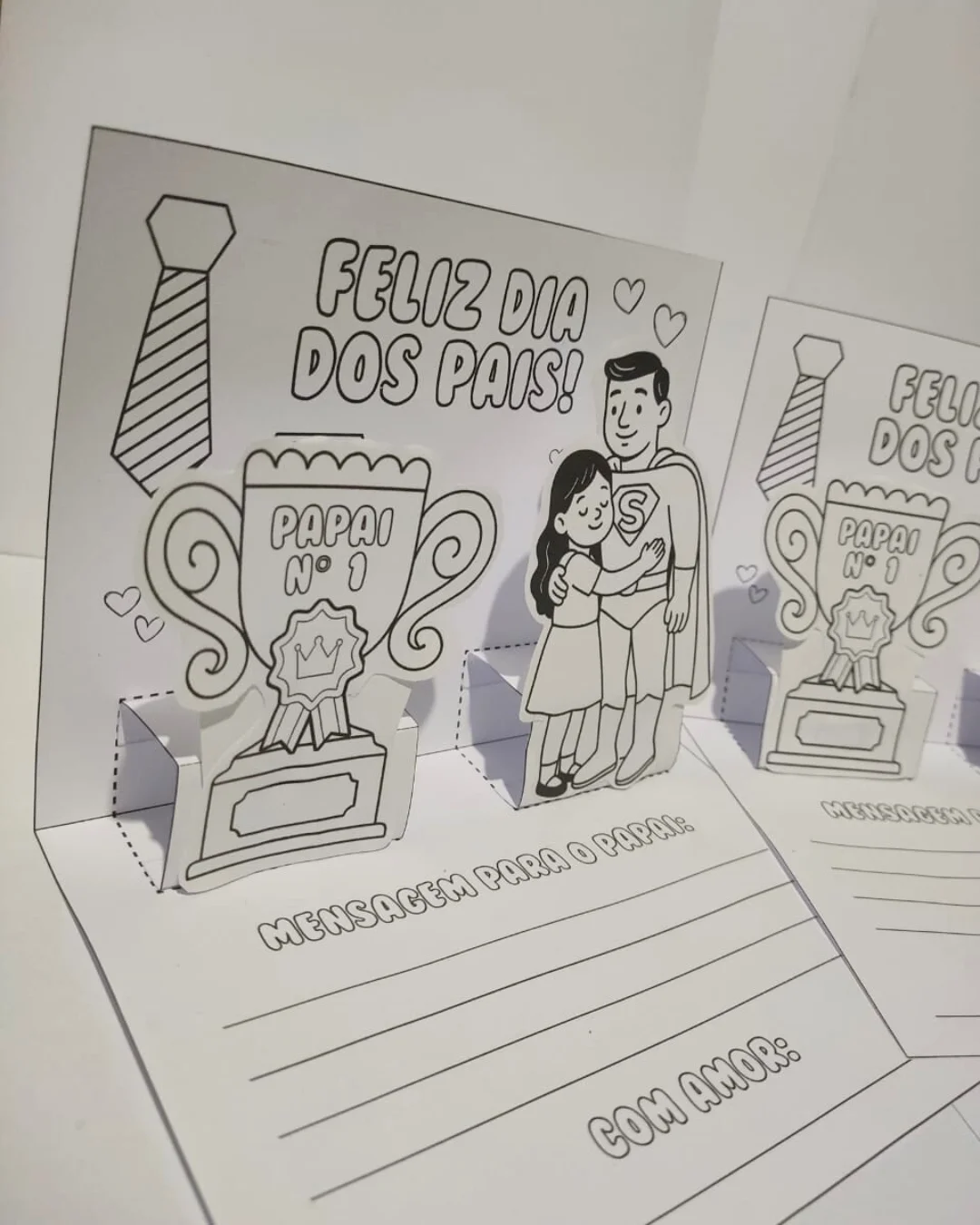 Cartão 3d dia dos pais – PDF para Imprimir — amostra 4: Um presente criativo e cheio de carinho para o Dia dos Pais