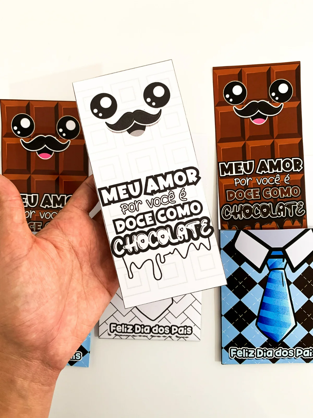 Cartão 3D – Dia dos Pais (Tema Chocolate) — amostra 1: O que vem no material