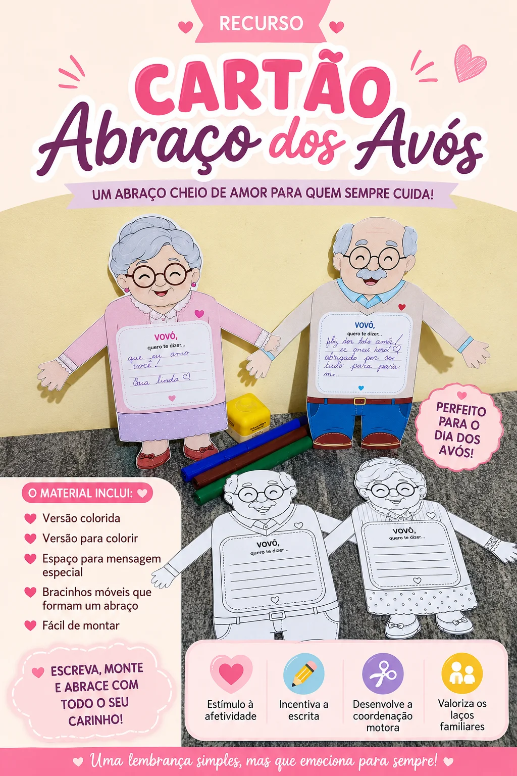 Cartão Abraço dos Avós – Uma lembrança que emociona! — Alfabetização para Educação Infantil: Cartão Abraço dos Avós – Uma…