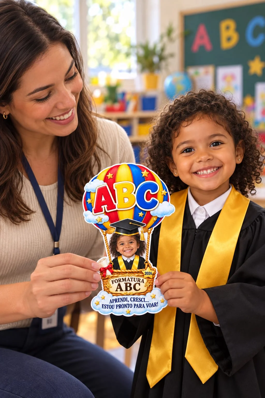 Cartão Balão Formatura ABC com Foto – PDF para Imprimir — Datas comemorativas para Educação Infantil: Cartão Balão…