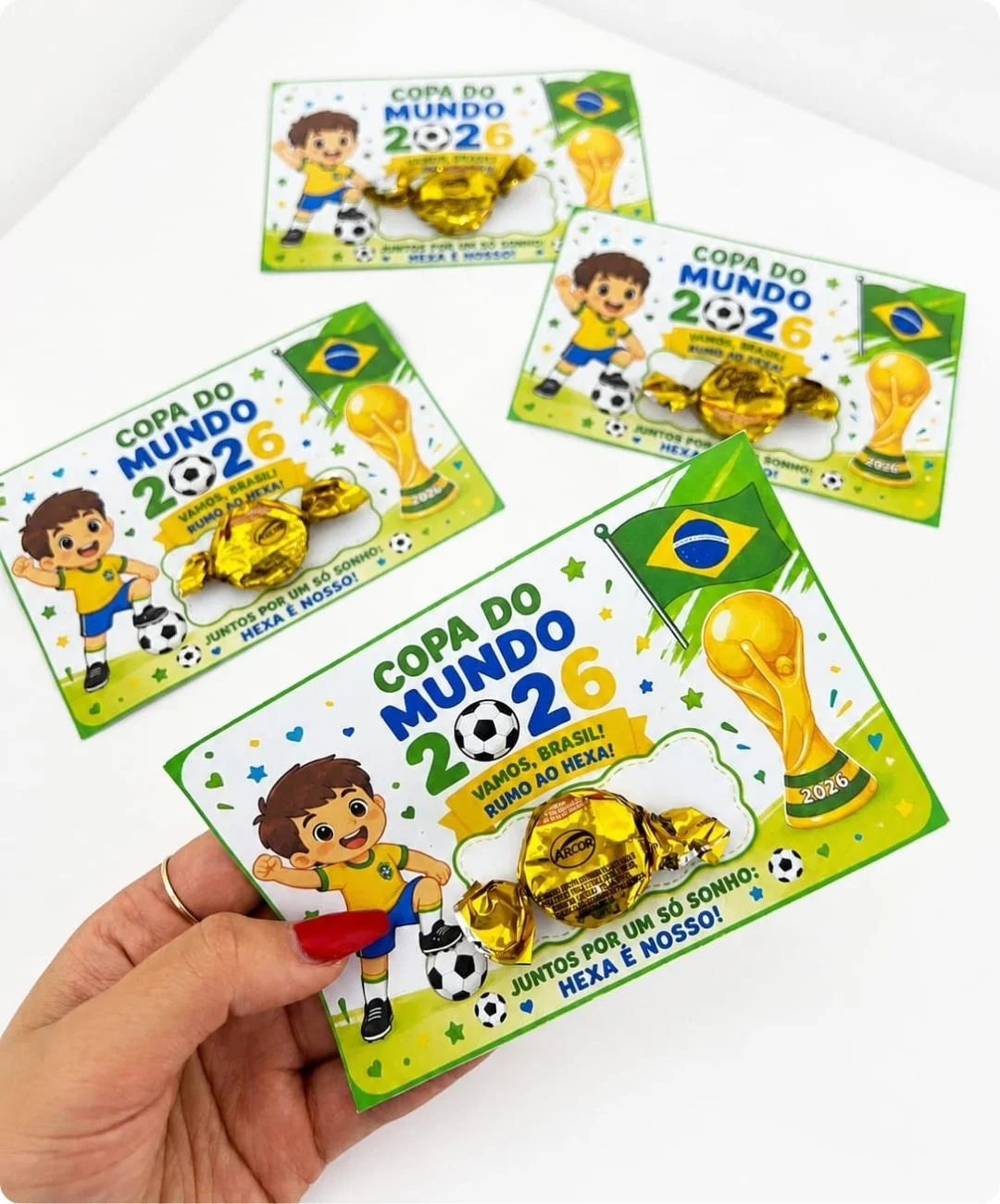 Cartão da Copa para imprimir — Educação Infantil e Fundamental — amostra 3: Uma lembrança com tema de futebol