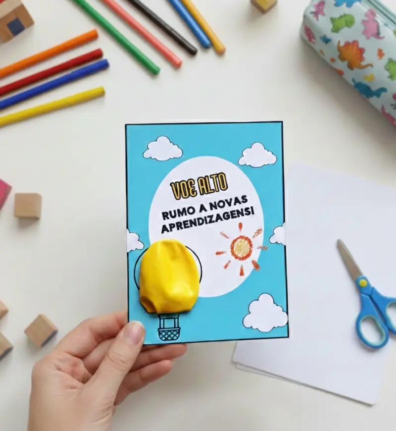 Cartão de acolhimento Balão Voe Alto para Educação Infantil — capa do material