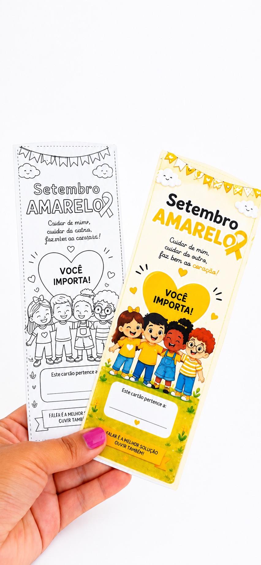 Cartão de atividades Setembro Amarelo Anos Iniciais — amostra 1: Material educativo em PDF com atividades acolhedoras e…