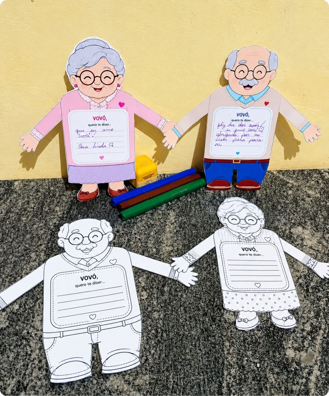 Cartão de Dia dos Avós para imprimir – Educação Infantil — amostra 1: Uma lembrança para preparar com a turma