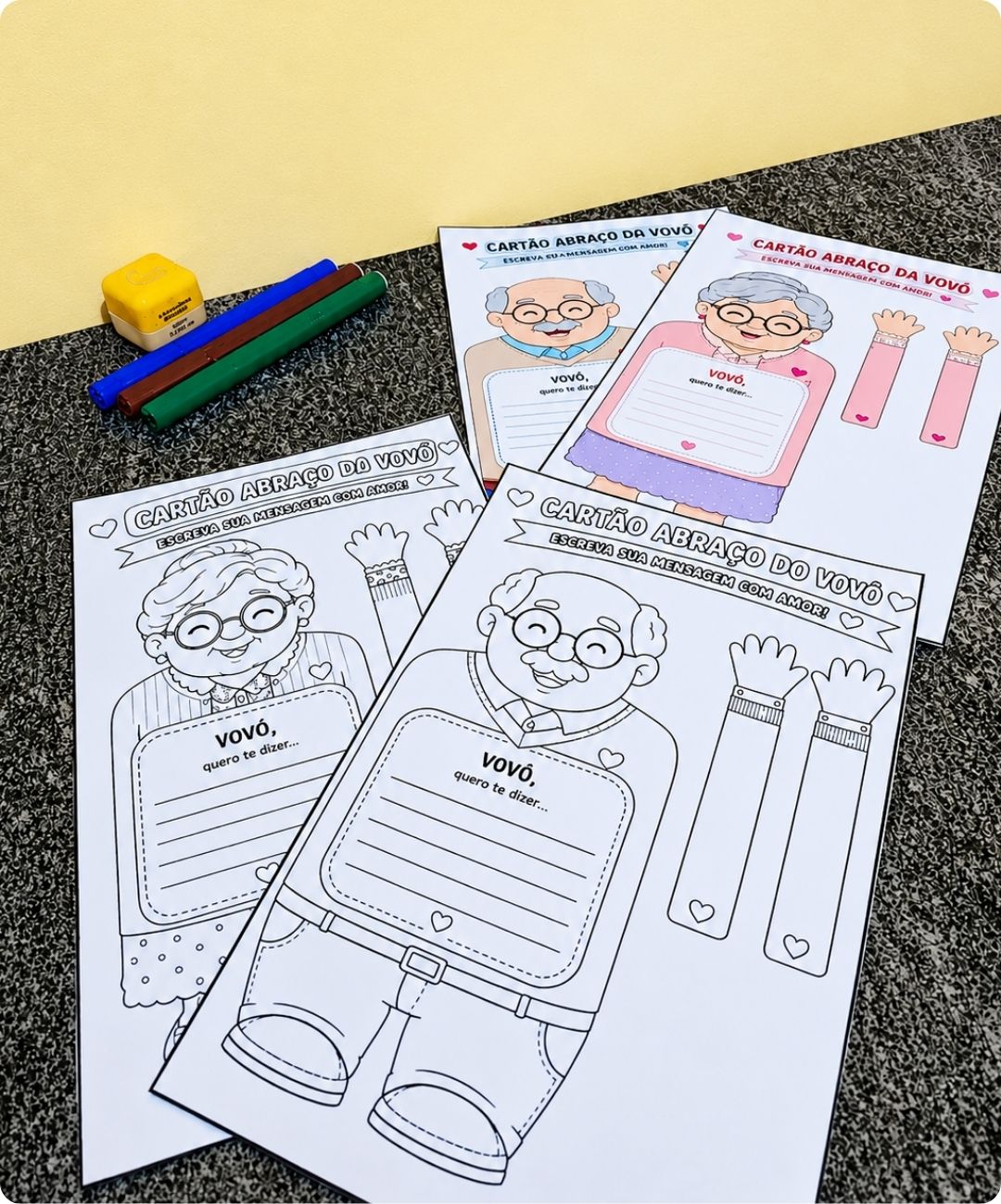 Cartão de Dia dos Avós para imprimir – Educação Infantil — amostra 3: O que vem no material