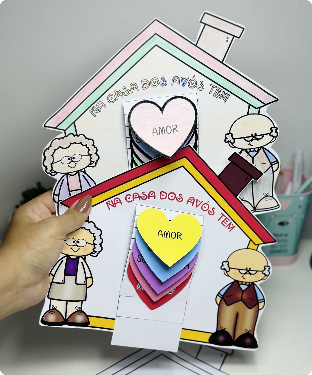 Cartão de Dia dos Avós para imprimir — amostra 5: Leve o Dia dos Avós para a sala com um cartão interativo em PDF