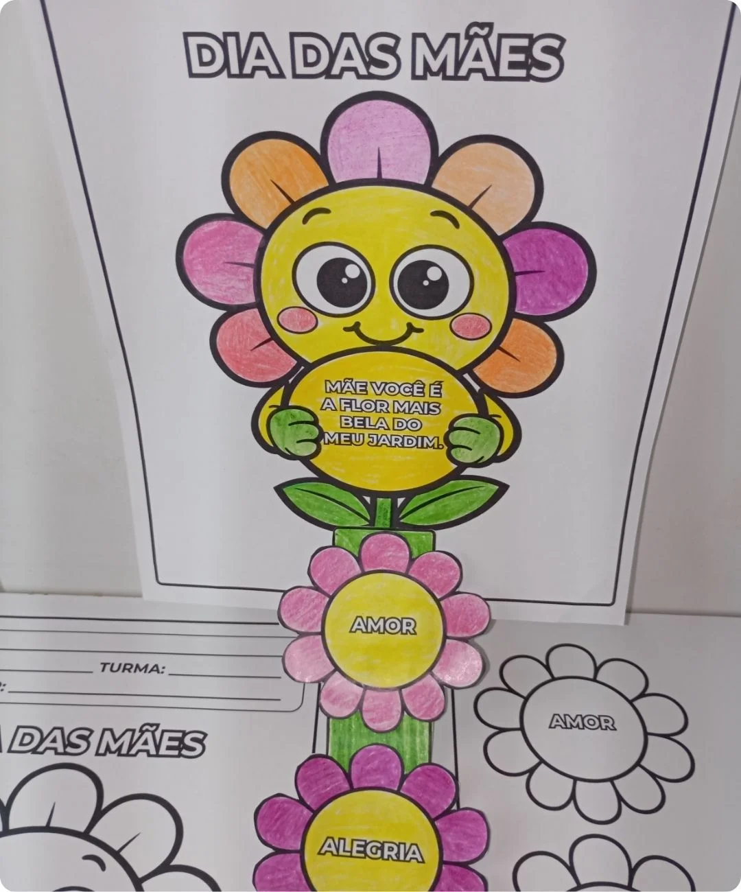 Cartão de flor para imprimir — Dia das Mães, Educação Infantil — capa do material