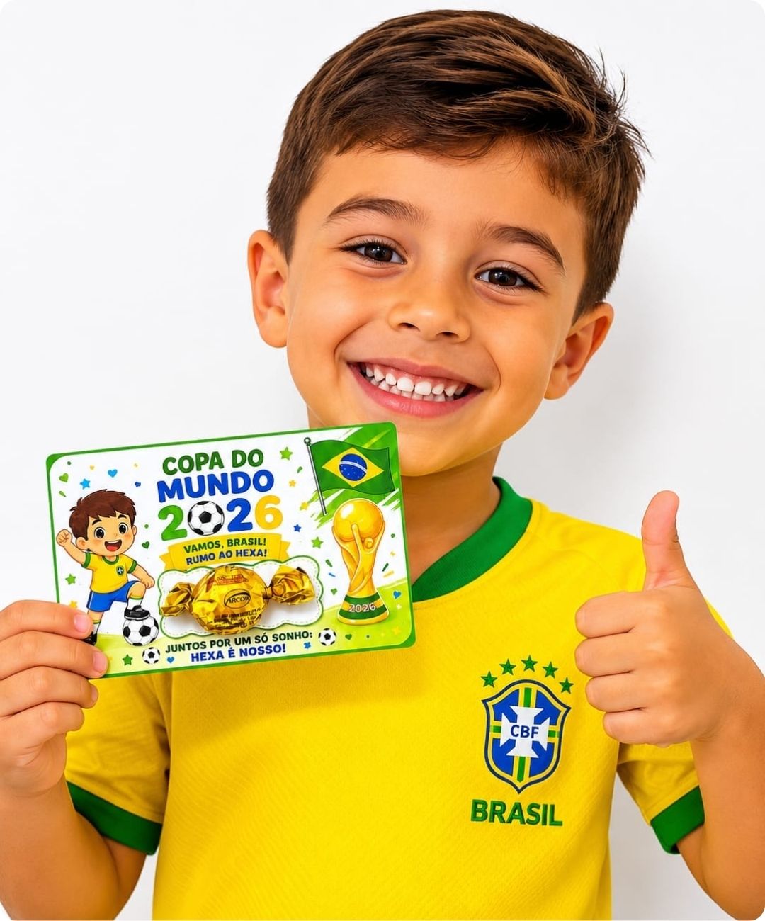 Cartão de lembrancinha da Copa para imprimir — Educação Infantil — amostra 1: Uma lembrança da Copa para entregar à turma
