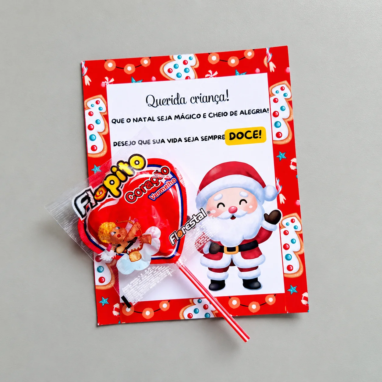Cartão de Natal Infantil para Imprimir – 4 Unidades — amostra 1: Prepare uma homenagem de Natal carinhosa para sua turma!