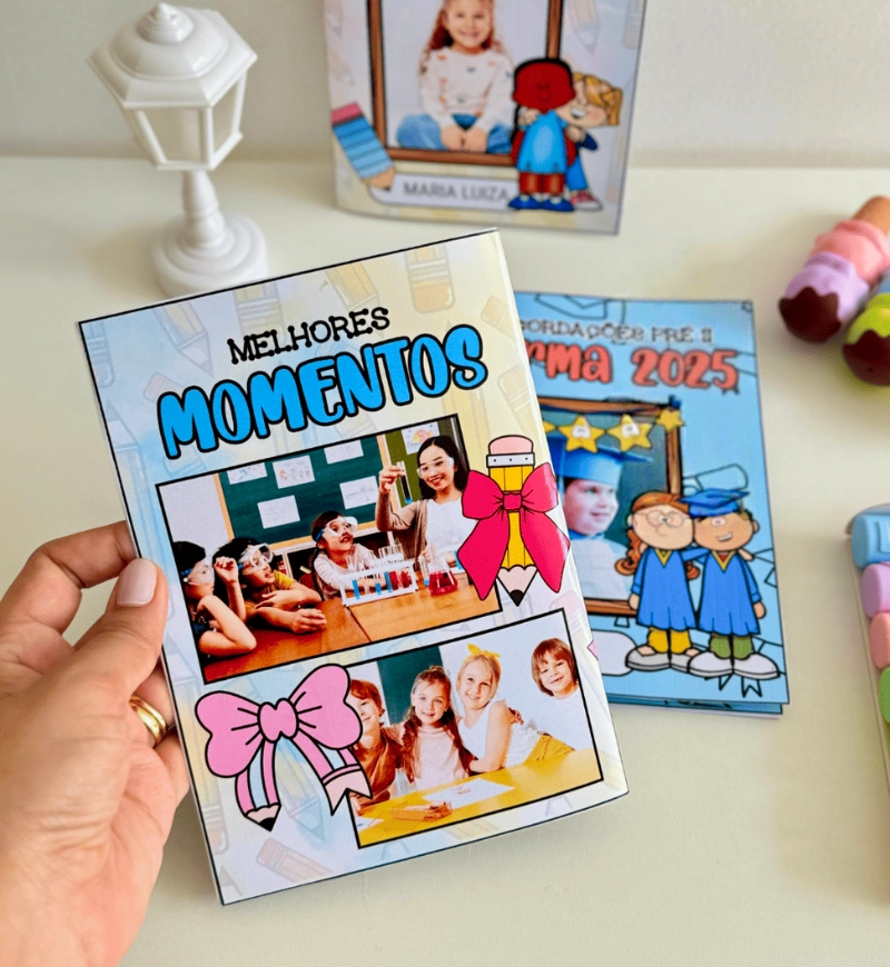 Cartão de Recordações Personalizável para Educação Infantil — amostra 1: Cartão de Recordações para guardar momentos da turma