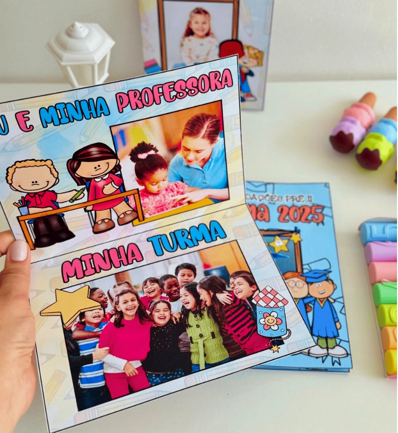 Cartão de Recordações Personalizável para Educação Infantil — amostra 2: O que você recebe