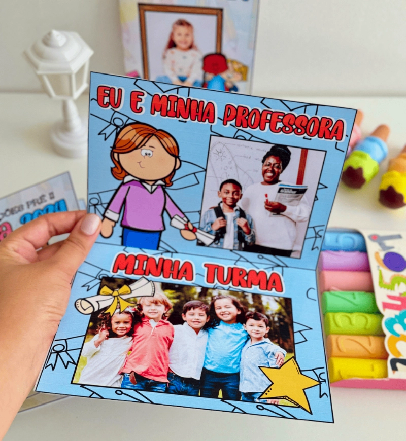 Cartão de Recordações Personalizável para Educação Infantil — amostra 3: Como usar o cartão em sala de aula