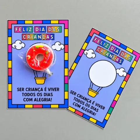 Cartão Dia das Crianças com Balão para Lembrancinha — amostra 1: Deixe a comemoração do Dia das Crianças ainda mais especial!