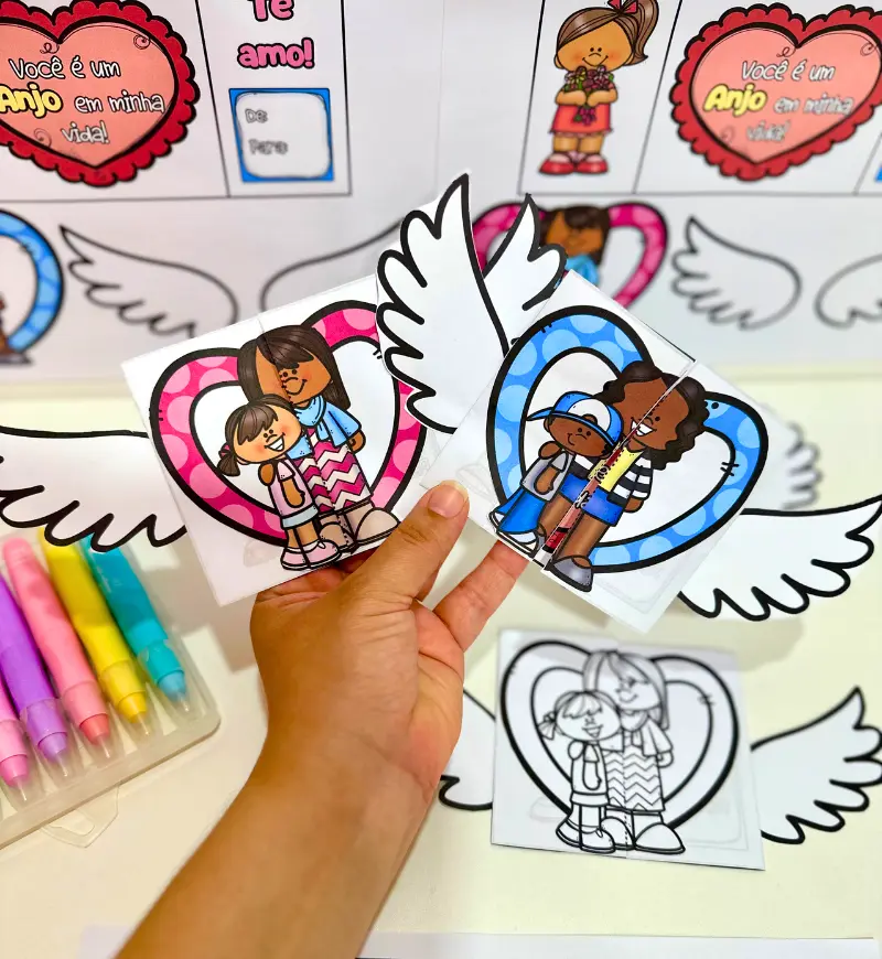 Cartão Dia das Mães Asas: PDF para Imprimir e Montar — Datas comemorativas para Educação Infantil: Trabalhe o Dia das Mães…
