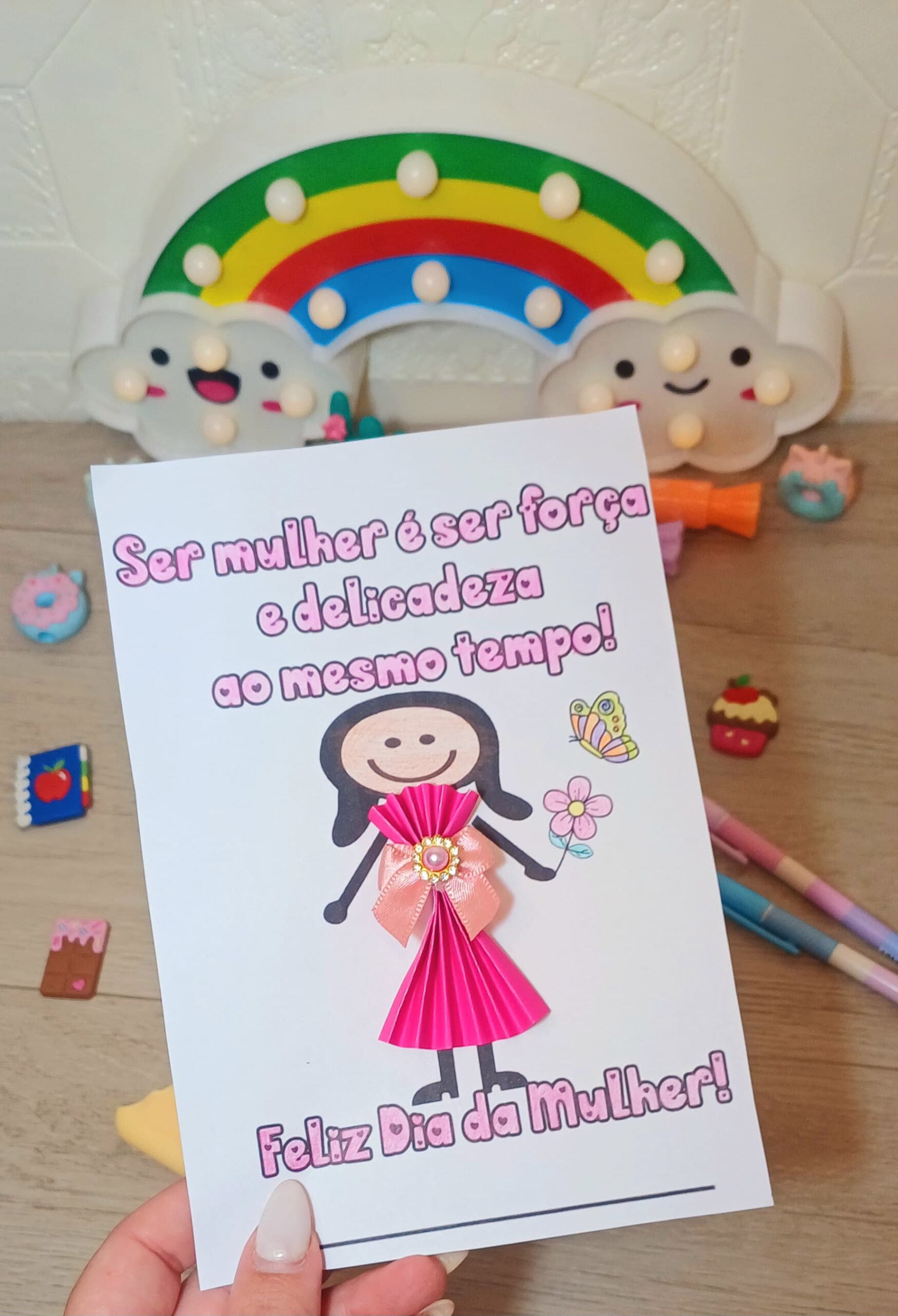 Cartão dia das mulheres: lembrancinha – PDF para Imprimir — amostra 2: Formato e entrega